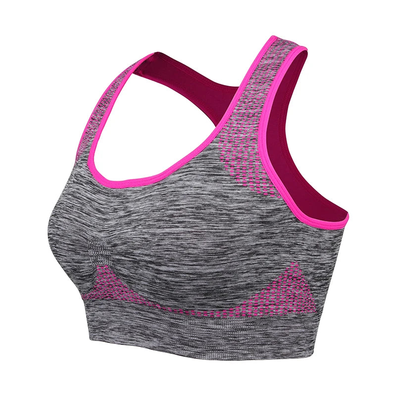 Mileegirl Shockproof Quick Dry Sports Crop Top Women Padded Gather Yoga Bra Push Up Gym Running Seamless Workout Fitness Bra