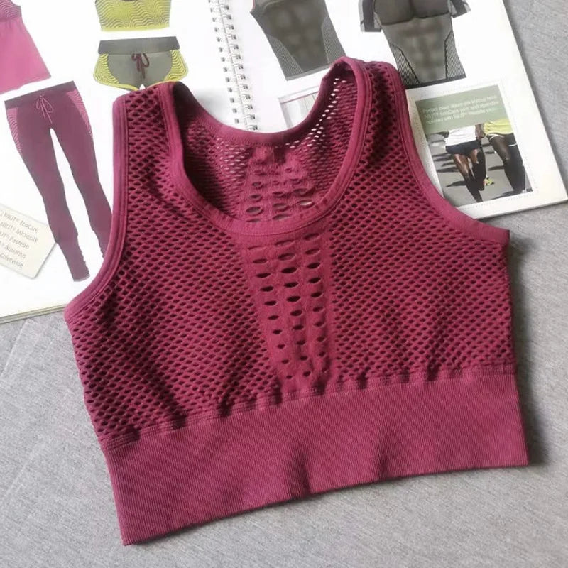 2024 Seamless Sports Bra Top Fitness Women Racerback Running Crop Tops Femme Pink Workout Padded Yoga Bra High Impact Activewear