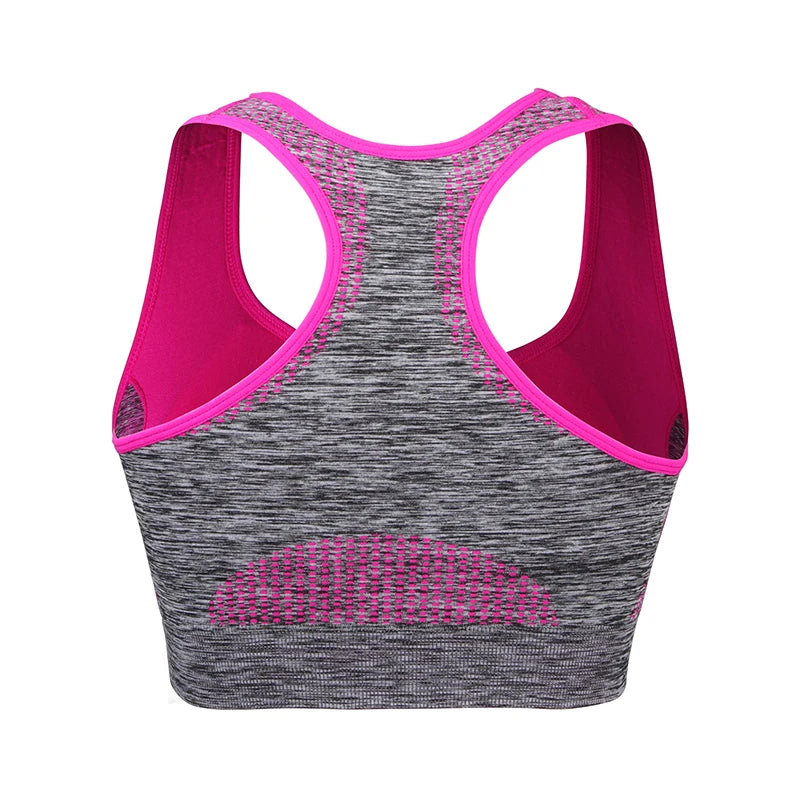 Mileegirl Shockproof Quick Dry Sports Crop Top Women Padded Gather Yoga Bra Push Up Gym Running Seamless Workout Fitness Bra