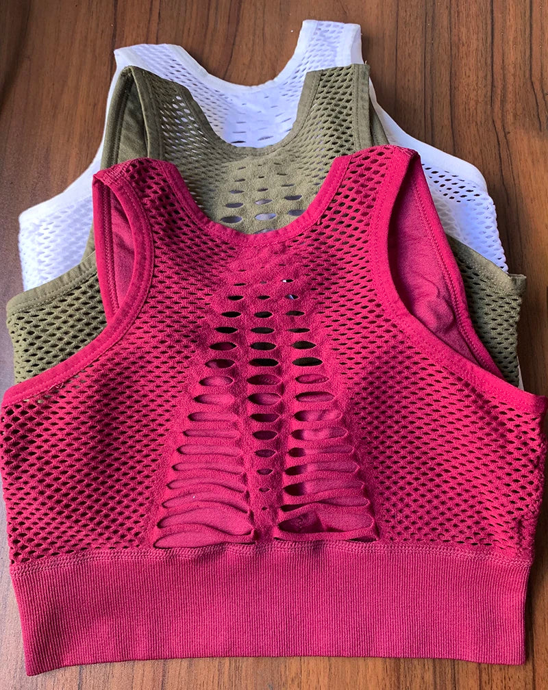 2024 Seamless Sports Bra Top Fitness Women Racerback Running Crop Tops Femme Pink Workout Padded Yoga Bra High Impact Activewear