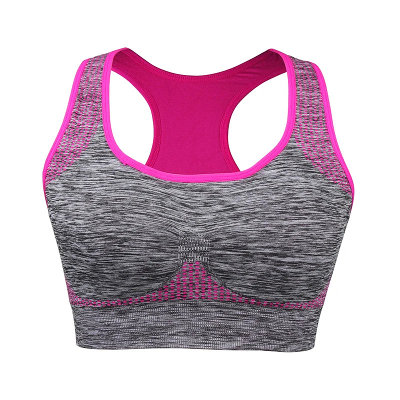 Mileegirl Shockproof Quick Dry Sports Crop Top Women Padded Gather Yoga Bra Push Up Gym Running Seamless Workout Fitness Bra