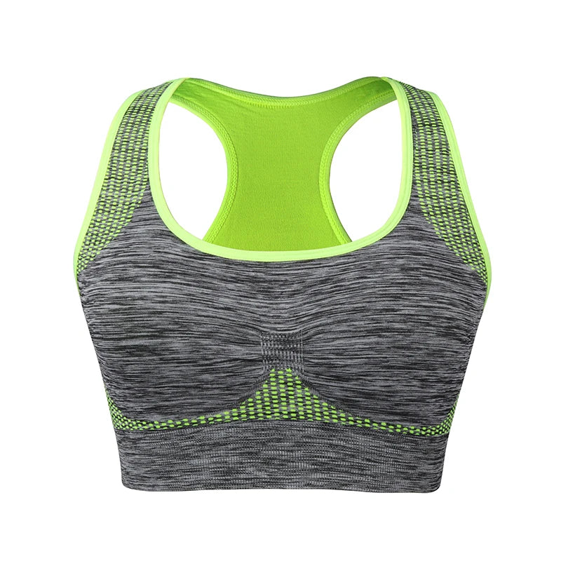 Mileegirl Shockproof Quick Dry Sports Crop Top Women Padded Gather Yoga Bra Push Up Gym Running Seamless Workout Fitness Bra
