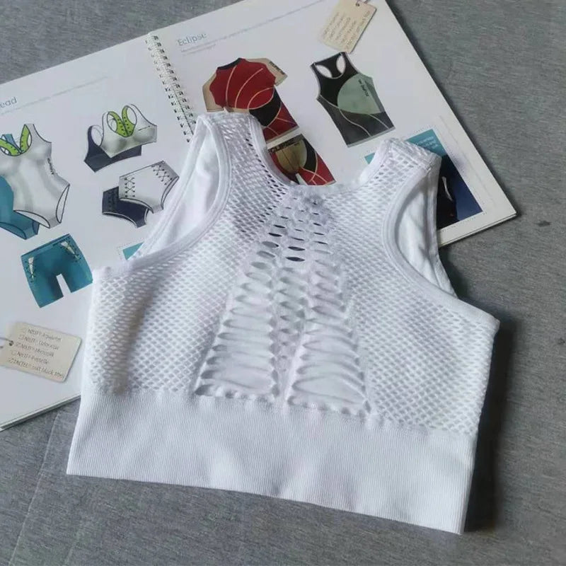2024 Seamless Sports Bra Top Fitness Women Racerback Running Crop Tops Femme Pink Workout Padded Yoga Bra High Impact Activewear