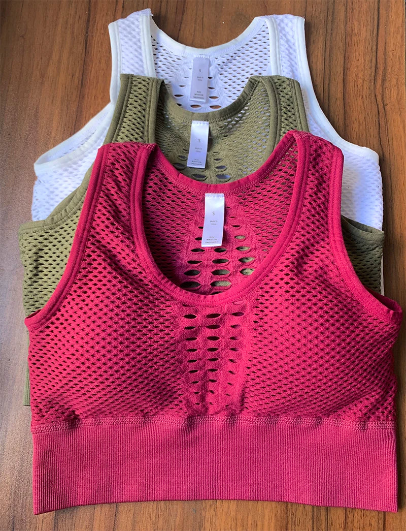 2024 Seamless Sports Bra Top Fitness Women Racerback Running Crop Tops Femme Pink Workout Padded Yoga Bra High Impact Activewear