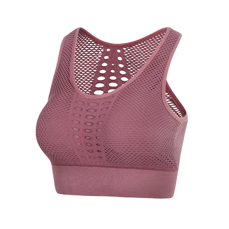 2024 Seamless Sports Bra Top Fitness Women Racerback Running Crop Tops Femme Pink Workout Padded Yoga Bra High Impact Activewear