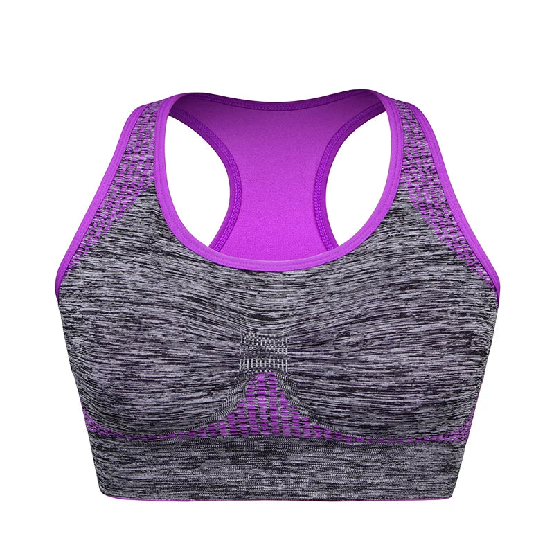 Mileegirl Shockproof Quick Dry Sports Crop Top Women Padded Gather Yoga Bra Push Up Gym Running Seamless Workout Fitness Bra