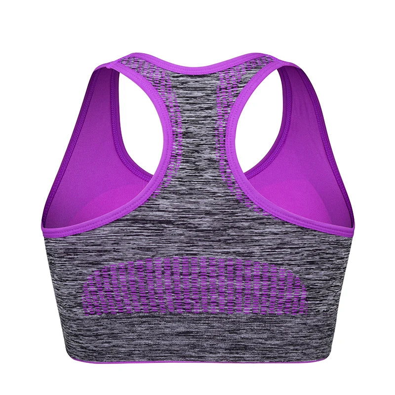 Mileegirl Shockproof Quick Dry Sports Crop Top Women Padded Gather Yoga Bra Push Up Gym Running Seamless Workout Fitness Bra