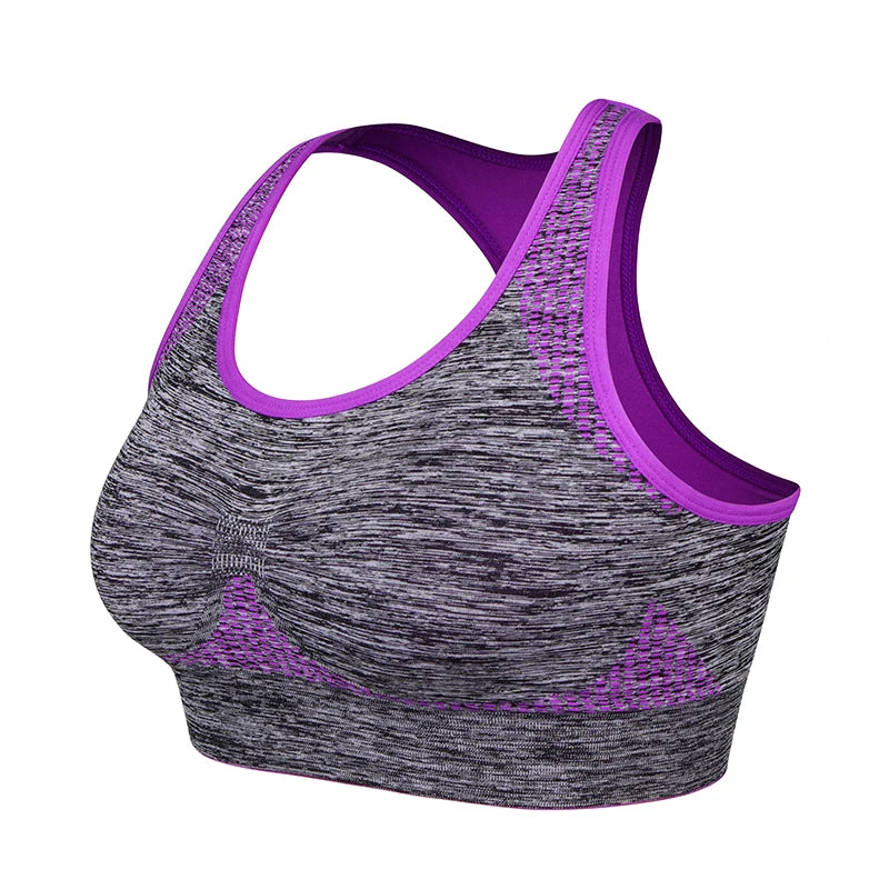 Mileegirl Shockproof Quick Dry Sports Crop Top Women Padded Gather Yoga Bra Push Up Gym Running Seamless Workout Fitness Bra