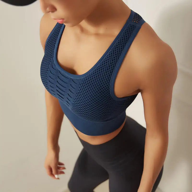 2024 Seamless Sports Bra Top Fitness Women Racerback Running Crop Tops Femme Pink Workout Padded Yoga Bra High Impact Activewear