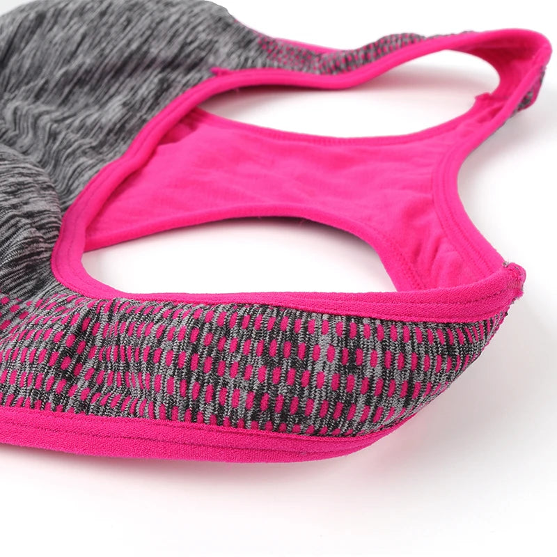 Mileegirl Shockproof Quick Dry Sports Crop Top Women Padded Gather Yoga Bra Push Up Gym Running Seamless Workout Fitness Bra