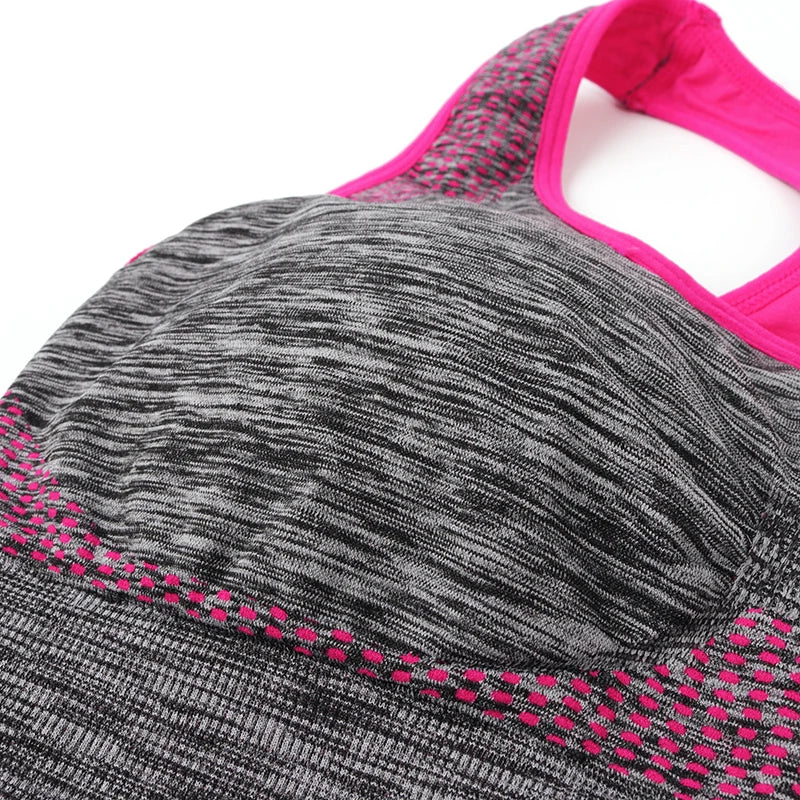 Mileegirl Shockproof Quick Dry Sports Crop Top Women Padded Gather Yoga Bra Push Up Gym Running Seamless Workout Fitness Bra