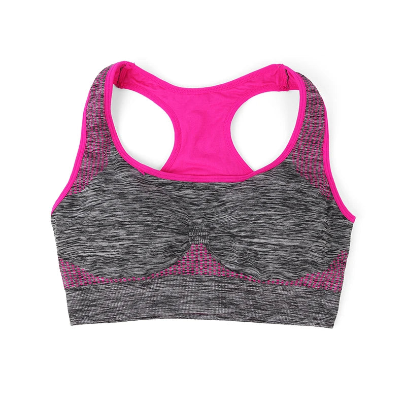 Mileegirl Shockproof Quick Dry Sports Crop Top Women Padded Gather Yoga Bra Push Up Gym Running Seamless Workout Fitness Bra