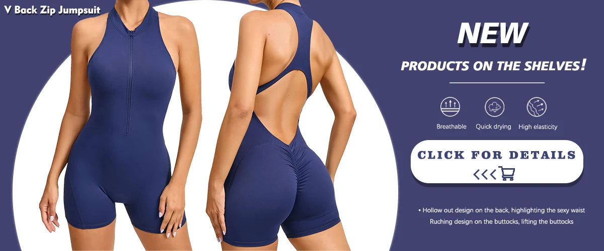 V Back One-piece Suit Women Sports Jumpsuit Zippers Yoga Rompers Backless Sportswear Women Sleeveles Workout Bodysuits Female