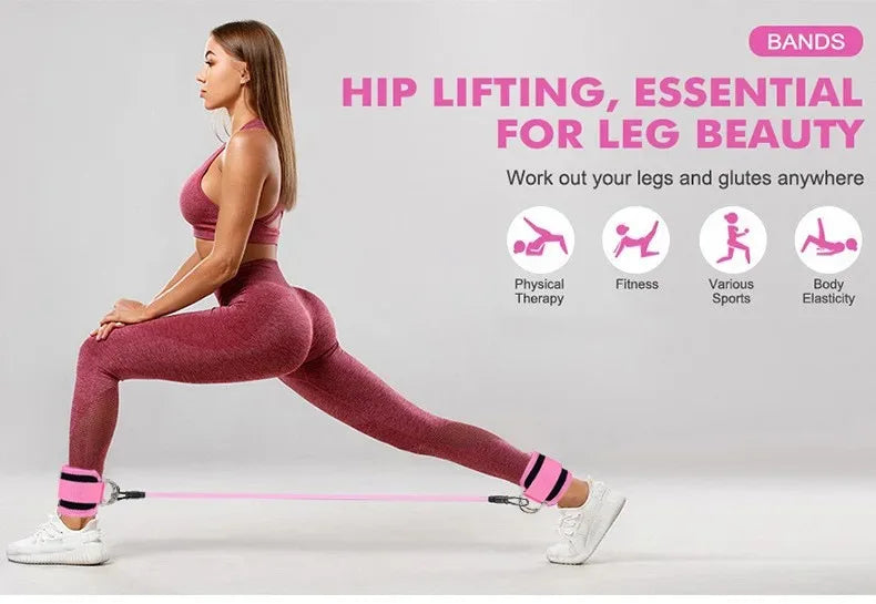 Ankle Straps Pull Rope Set Resistance Bands Gym Fitness Equipment Ankle Cuffs Leg Expander Strength Yoga Elastic Exercise Band