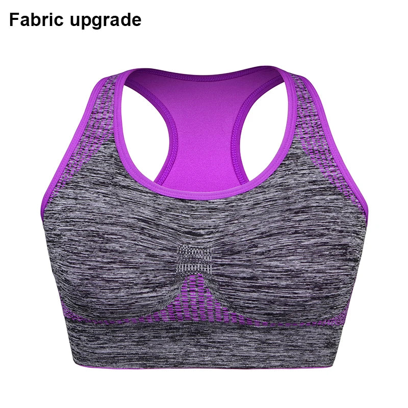 Mileegirl Shockproof Quick Dry Sports Crop Top Women Padded Gather Yoga Bra Push Up Gym Running Seamless Workout Fitness Bra