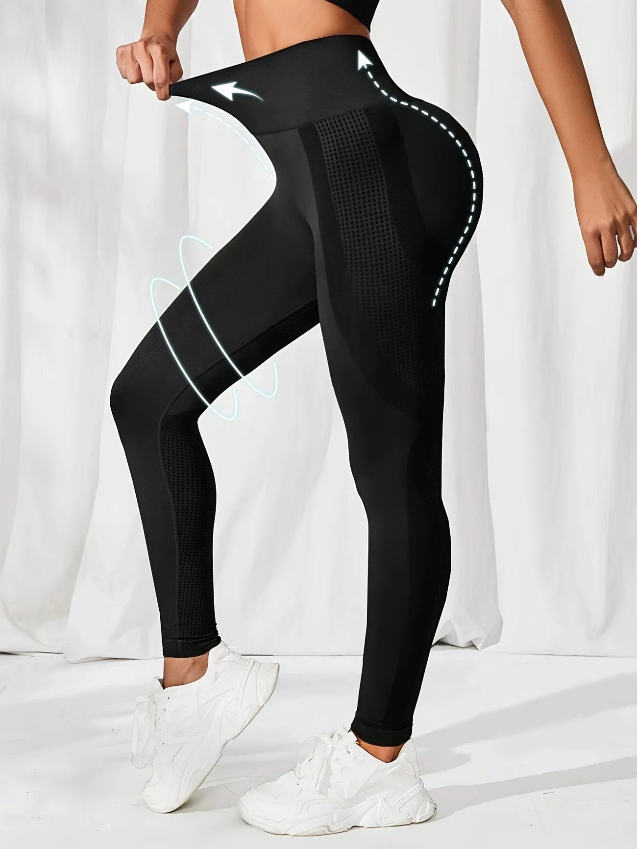 2pcs Yoga Leggings High Waist Elastic Waistband Long Length for Women's Solid Color High-Elasticity Fitness Activewear