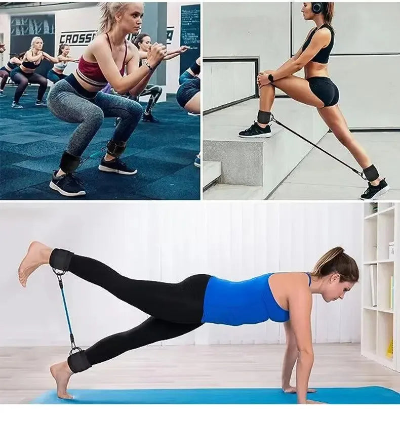 Ankle Straps Pull Rope Set Resistance Bands Gym Fitness Equipment Ankle Cuffs Leg Expander Strength Yoga Elastic Exercise Band