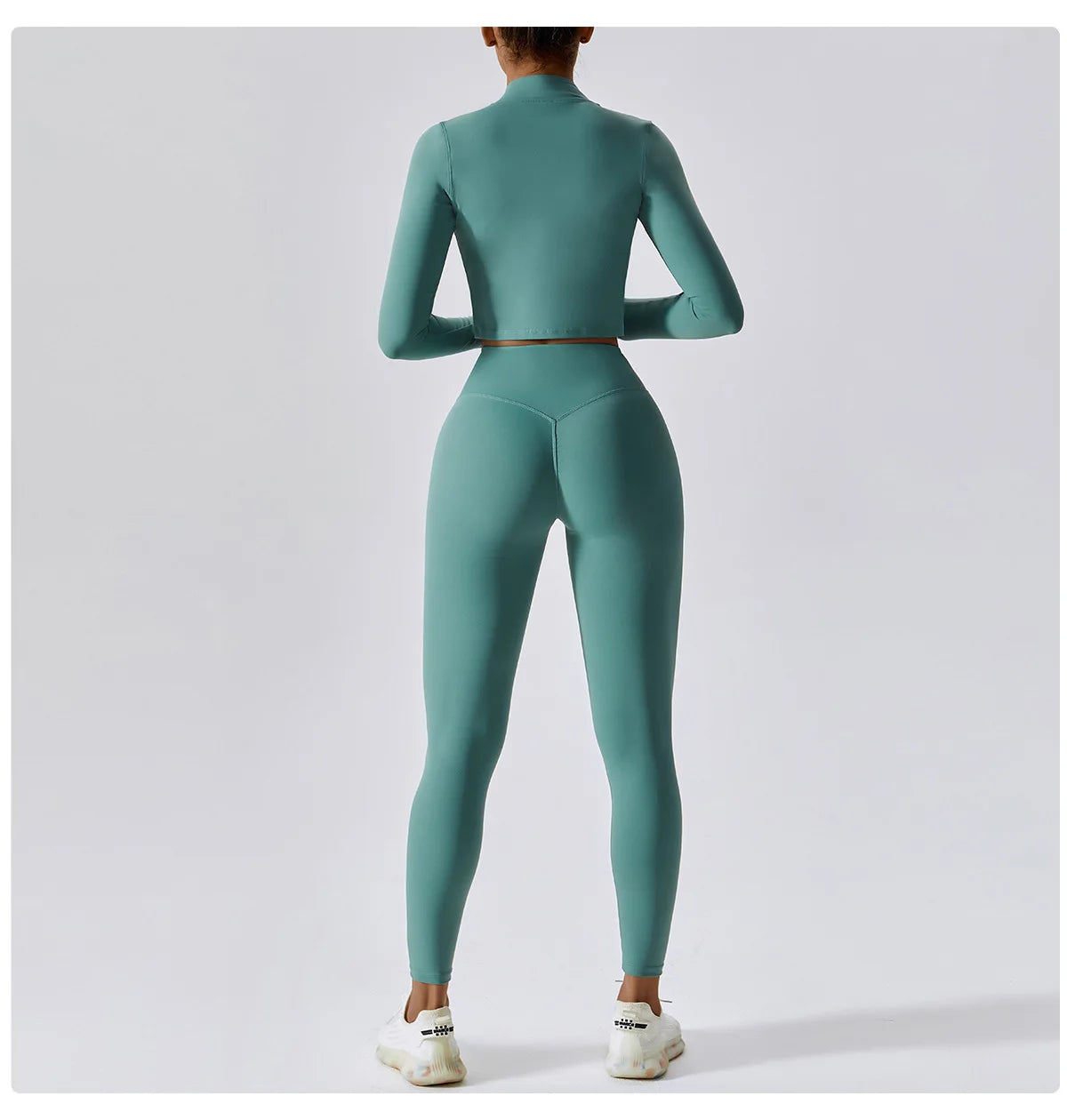 3 Pieces Women Tracksuit Yoga Set Workout Sportswear Gym Clothing Fitness Long Sleeve Crop Top High Waist Leggings Sports Suits