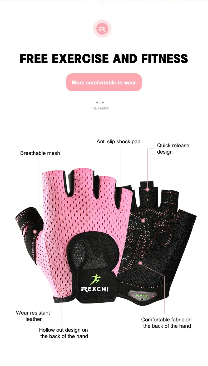 Cycling Gloves Bike Half Finger Non-Slip Summer Sports Outdoor Bicycle Sports Gloves Women Gym Fitness Cycling Fingerless Gloves