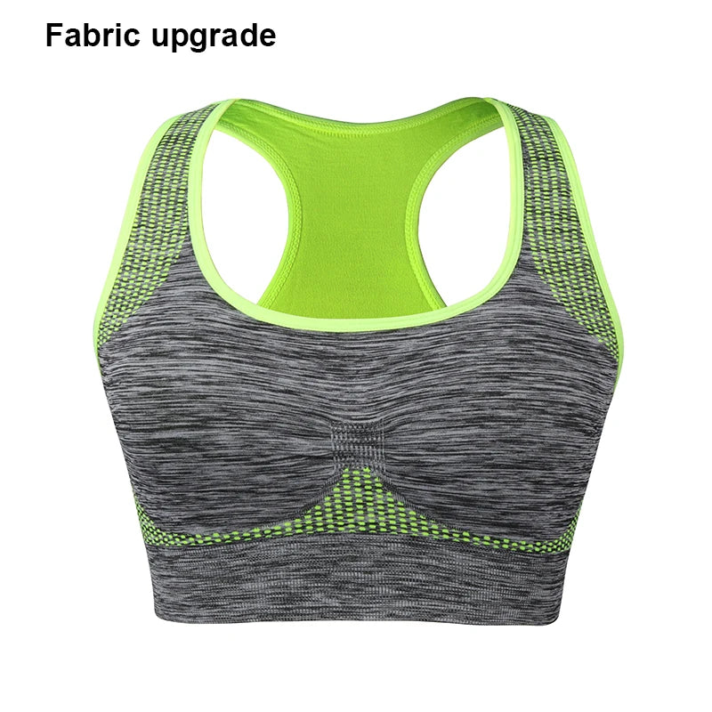 Mileegirl Shockproof Quick Dry Sports Crop Top Women Padded Gather Yoga Bra Push Up Gym Running Seamless Workout Fitness Bra