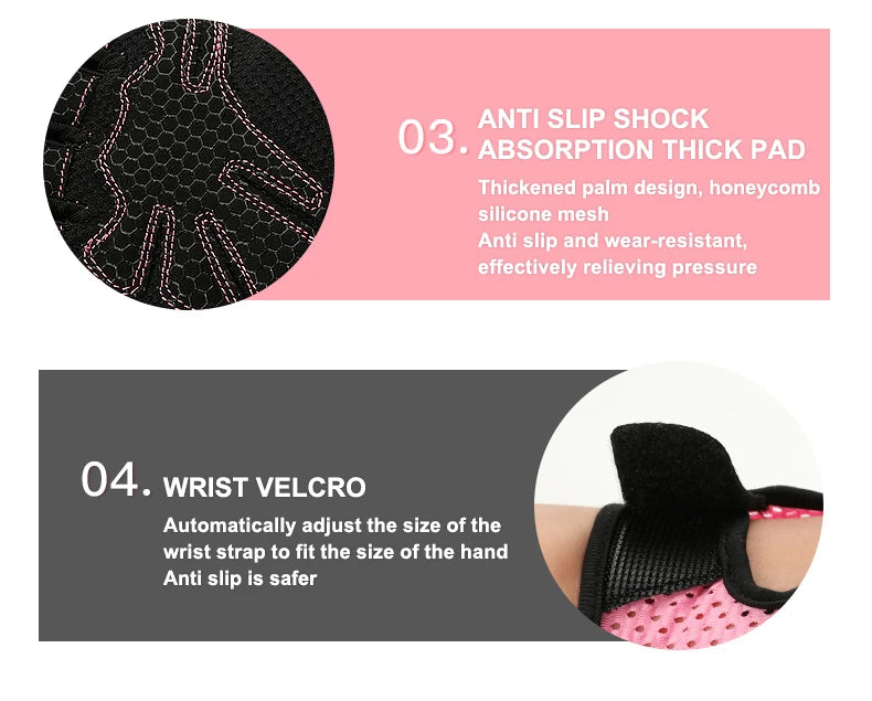 Cycling Gloves Bike Half Finger Non-Slip Summer Sports Outdoor Bicycle Sports Gloves Women Gym Fitness Cycling Fingerless Gloves