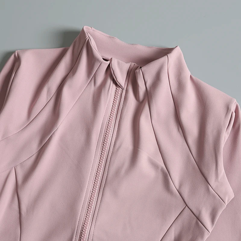 New yoga wear ladies coat round high elastic loose exercise yoga fitness long sleeve stand-up collar yoga tops