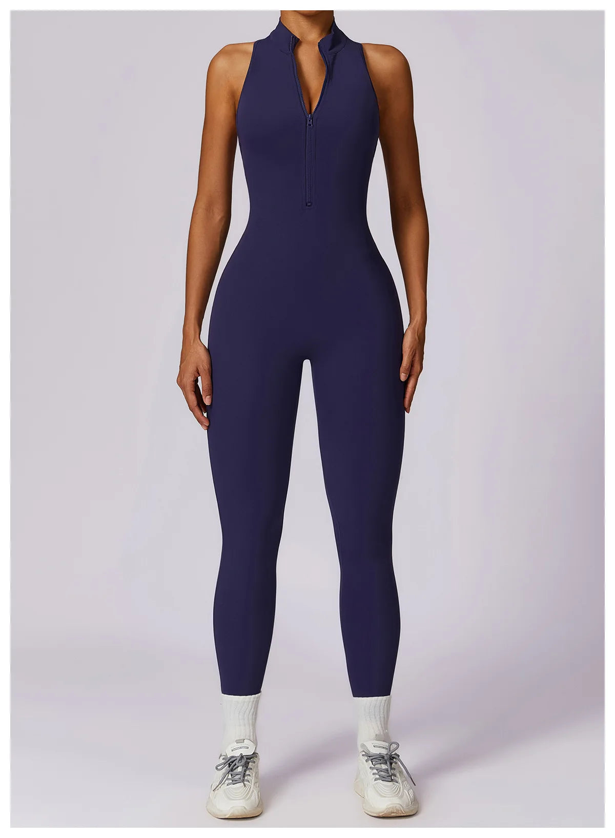 V Back One-piece Suit Women Sports Jumpsuit Zippers Yoga Rompers Backless Sportswear Women Sleeveles Workout Bodysuits Female