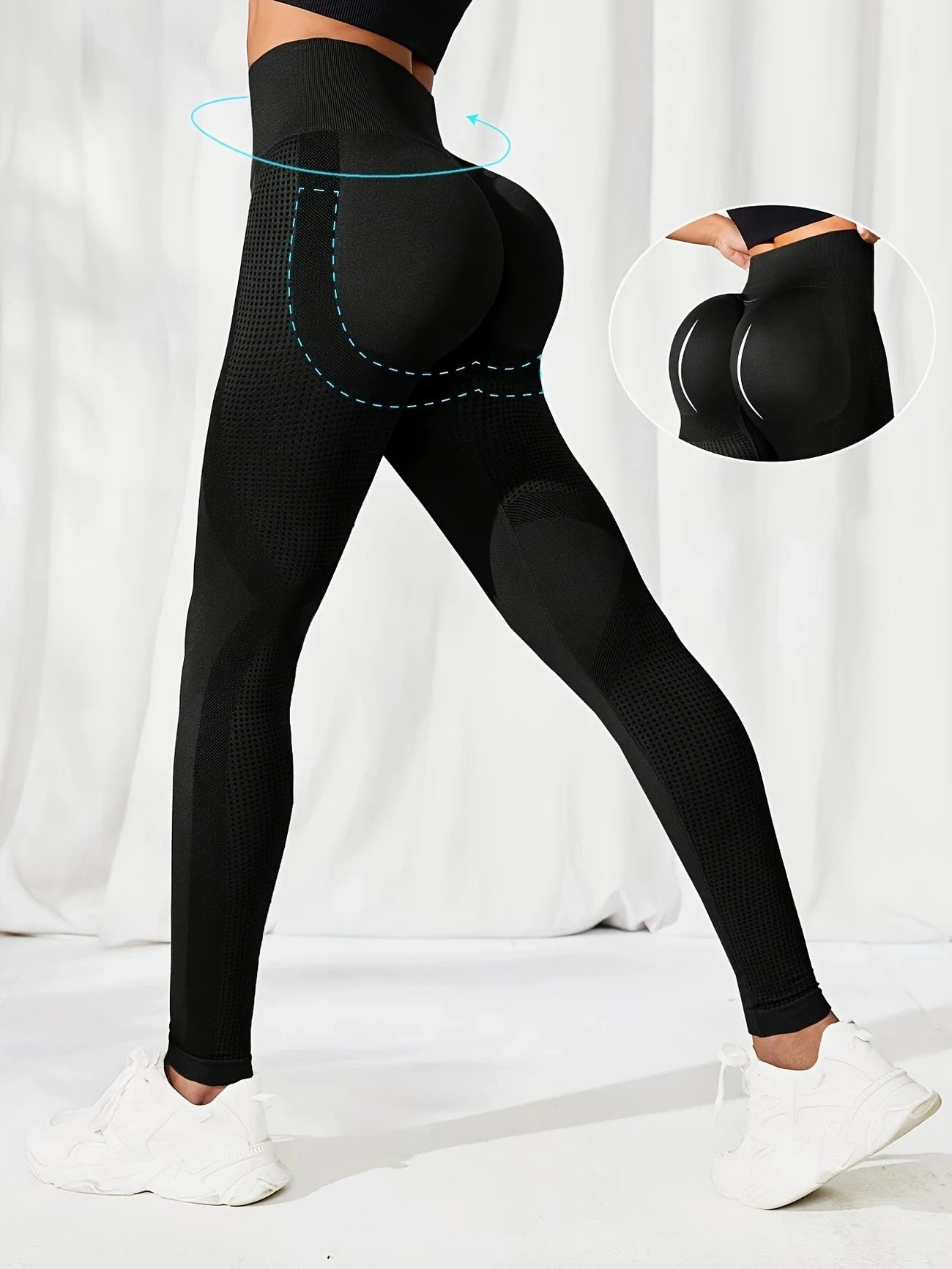 2pcs Yoga Leggings High Waist Elastic Waistband Long Length for Women's Solid Color High-Elasticity Fitness Activewear