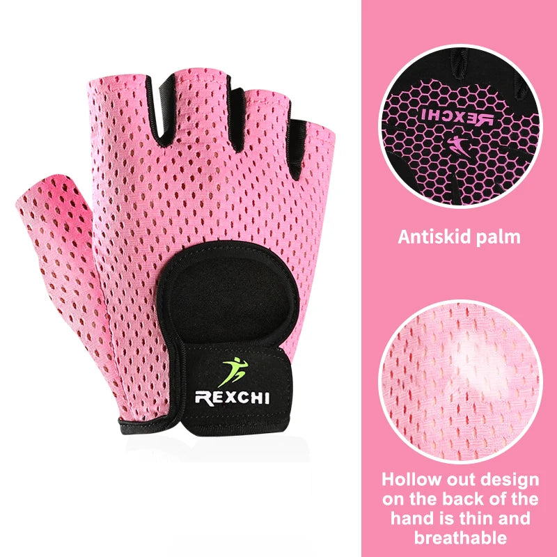 Cycling Gloves Bike Half Finger Non-Slip Summer Sports Outdoor Bicycle Sports Gloves Women Gym Fitness Cycling Fingerless Gloves