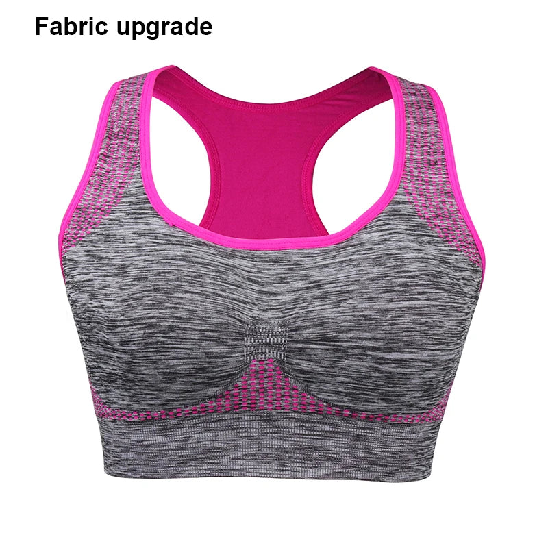 Mileegirl Shockproof Quick Dry Sports Crop Top Women Padded Gather Yoga Bra Push Up Gym Running Seamless Workout Fitness Bra
