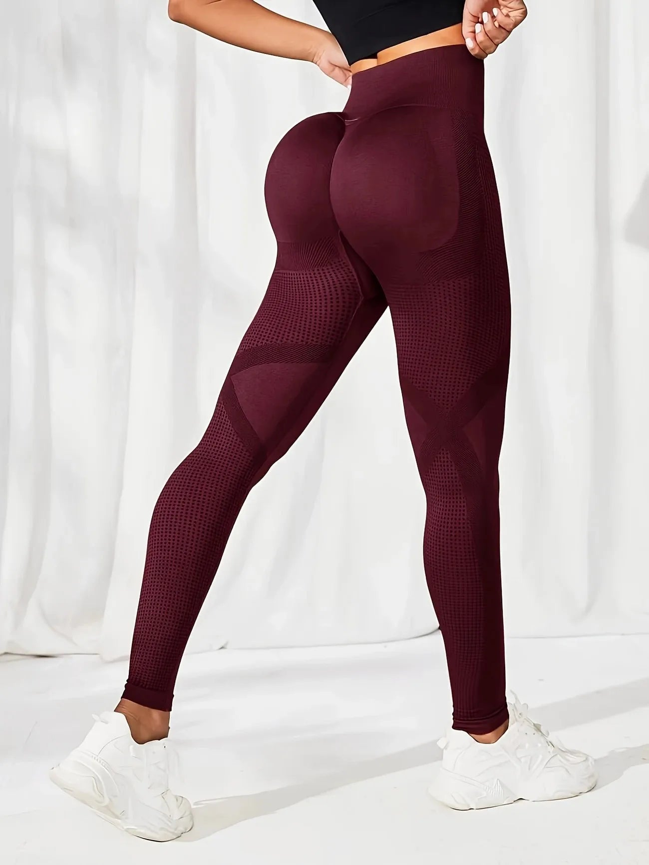 2pcs Yoga Leggings High Waist Elastic Waistband Long Length for Women's Solid Color High-Elasticity Fitness Activewear