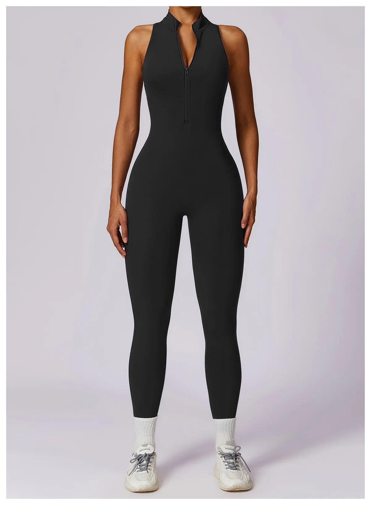V Back One-piece Suit Women Sports Jumpsuit Zippers Yoga Rompers Backless Sportswear Women Sleeveles Workout Bodysuits Female