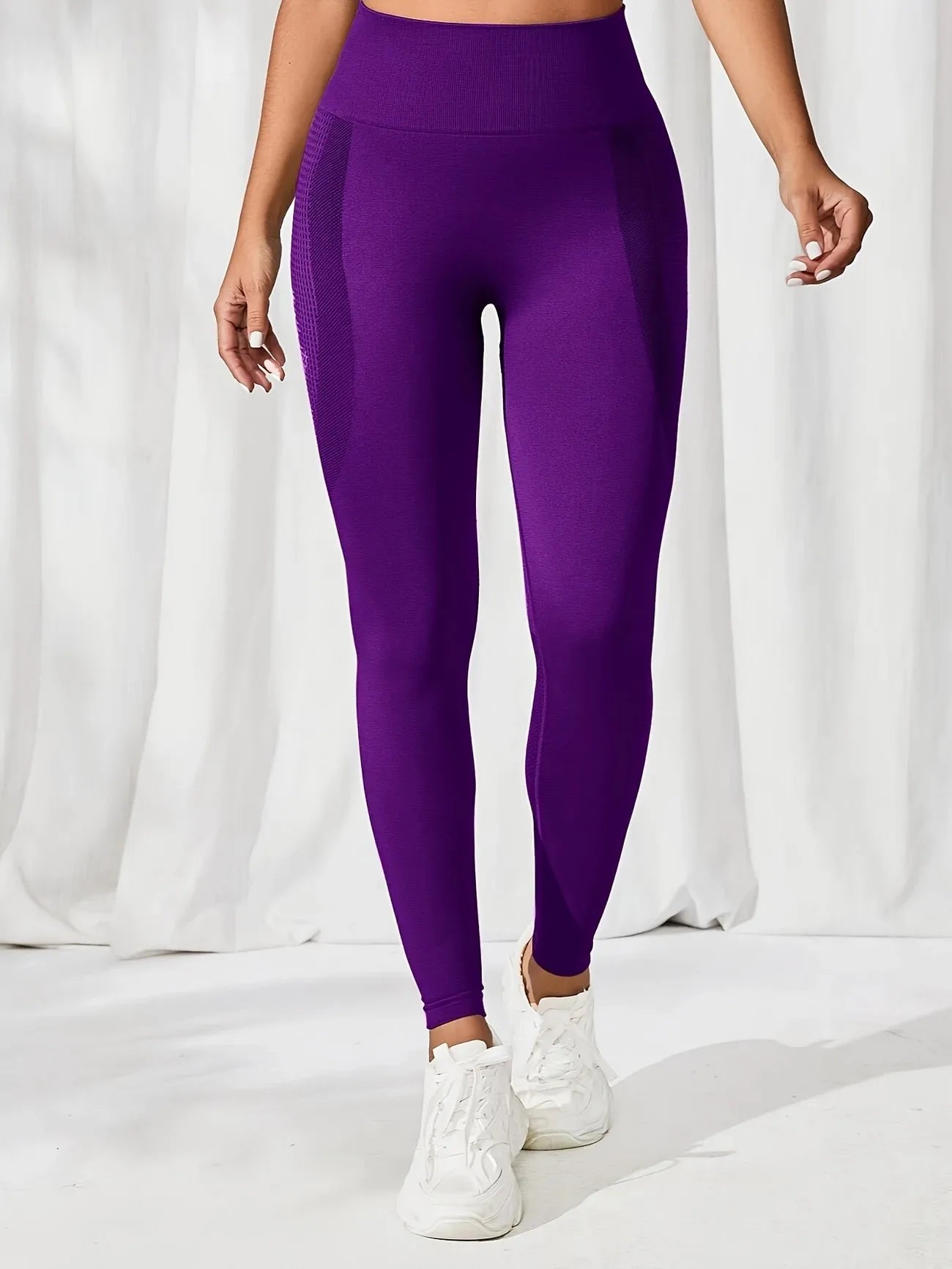 2pcs Yoga Leggings High Waist Elastic Waistband Long Length for Women's Solid Color High-Elasticity Fitness Activewear