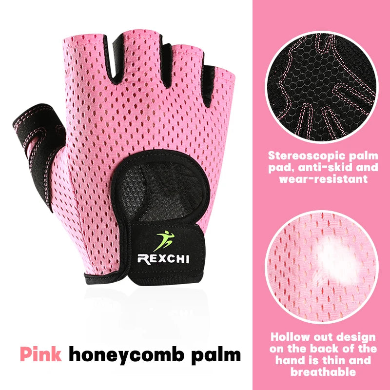 Cycling Gloves Bike Half Finger Non-Slip Summer Sports Outdoor Bicycle Sports Gloves Women Gym Fitness Cycling Fingerless Gloves