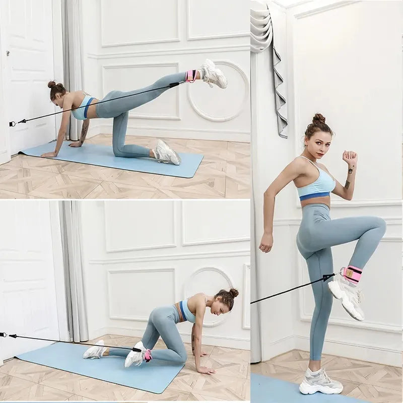 Ankle Straps Pull Rope Set Resistance Bands Gym Fitness Equipment Ankle Cuffs Leg Expander Strength Yoga Elastic Exercise Band