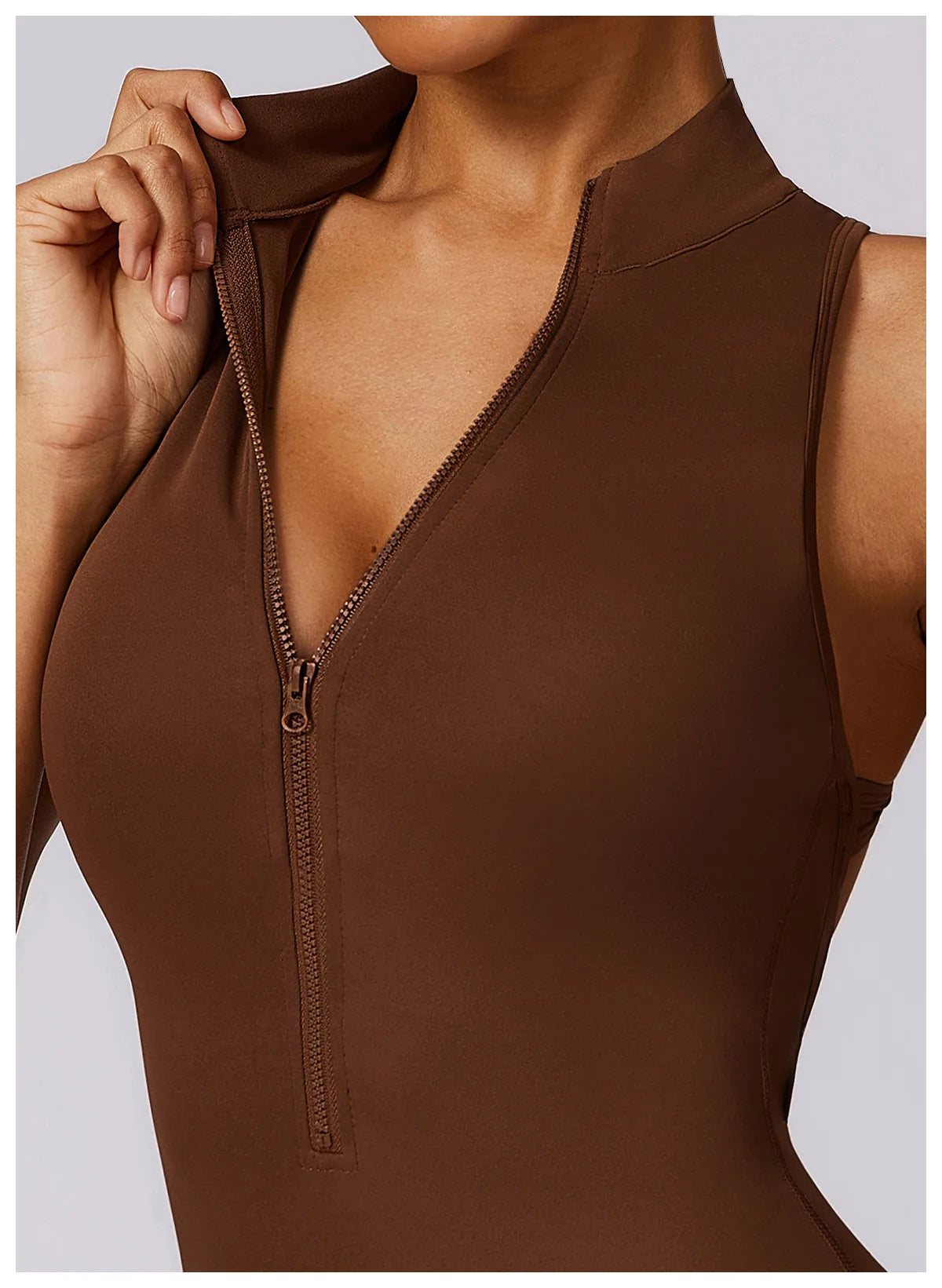 V Back One-piece Suit Women Sports Jumpsuit Zippers Yoga Rompers Backless Sportswear Women Sleeveles Workout Bodysuits Female