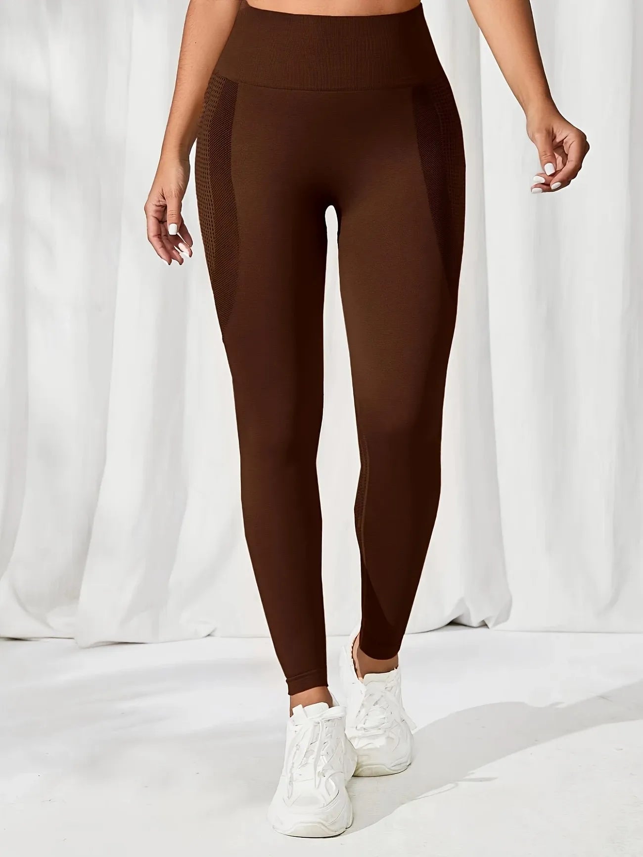 2pcs Yoga Leggings High Waist Elastic Waistband Long Length for Women's Solid Color High-Elasticity Fitness Activewear
