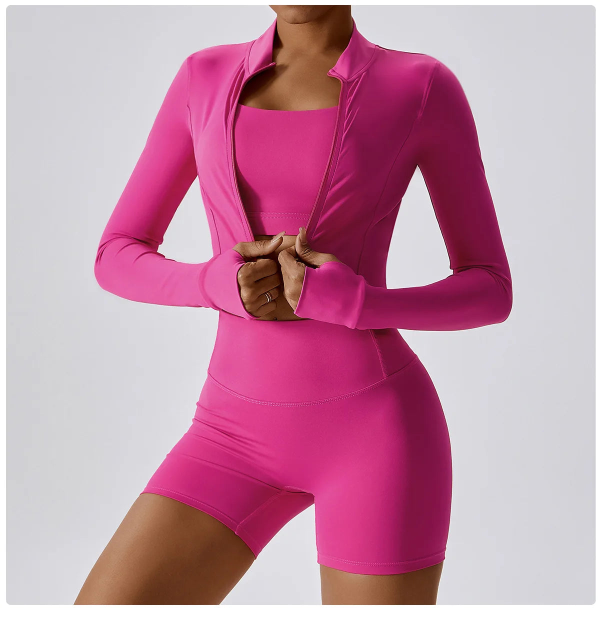 3 Pieces Women Tracksuit Yoga Set Workout Sportswear Gym Clothing Fitness Long Sleeve Crop Top High Waist Leggings Sports Suits