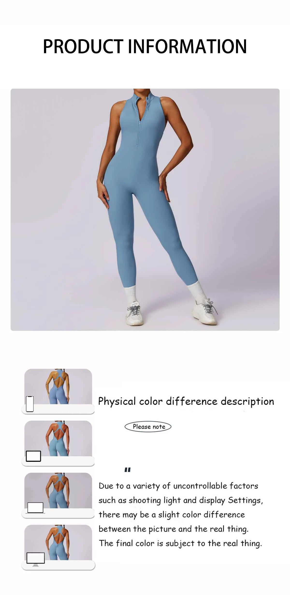 V Back One-piece Suit Women Sports Jumpsuit Zippers Yoga Rompers Backless Sportswear Women Sleeveles Workout Bodysuits Female
