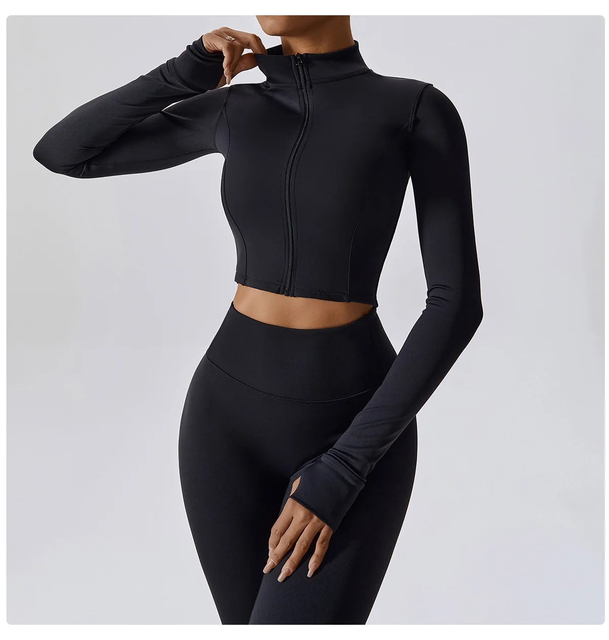 3 Pieces Women Tracksuit Yoga Set Workout Sportswear Gym Clothing Fitness Long Sleeve Crop Top High Waist Leggings Sports Suits