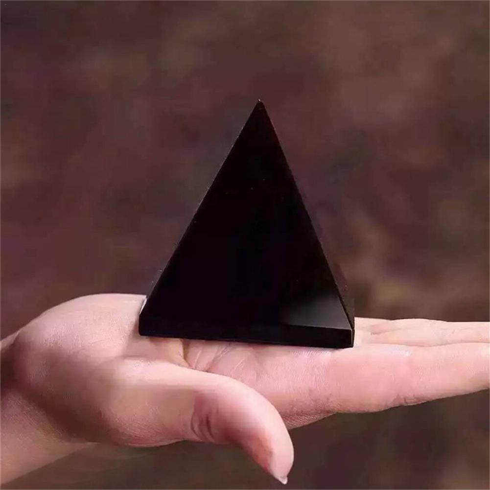 Pyramid Healing Crystal Black Natural Obsidian Quartz Crystal Beautiful Lustrous Surface Stones For Home Office Desk Decoration