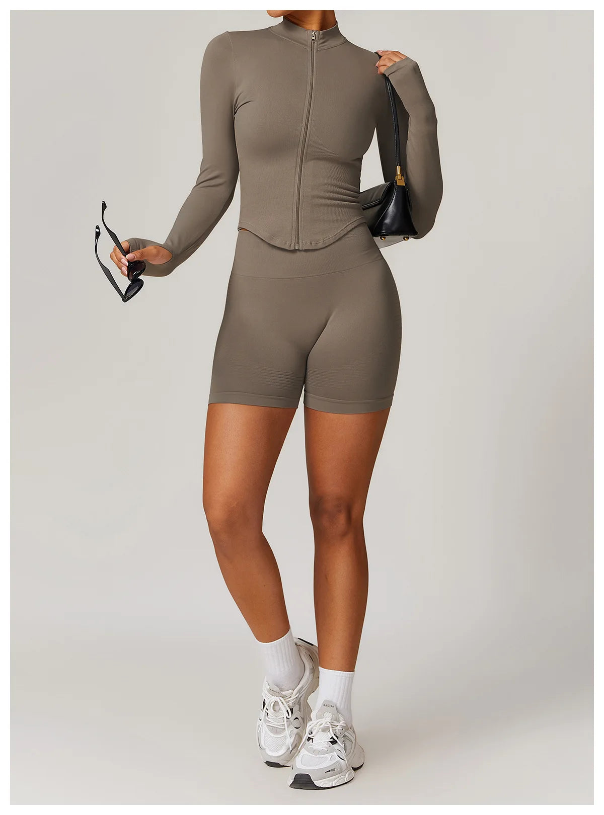 Zipper Women Crop Tops Yoga T-shirts Solid Sports Top Long Sleeve Running Shirts Sexy Quick Dry Fitness Jacket Gym Sport Wear