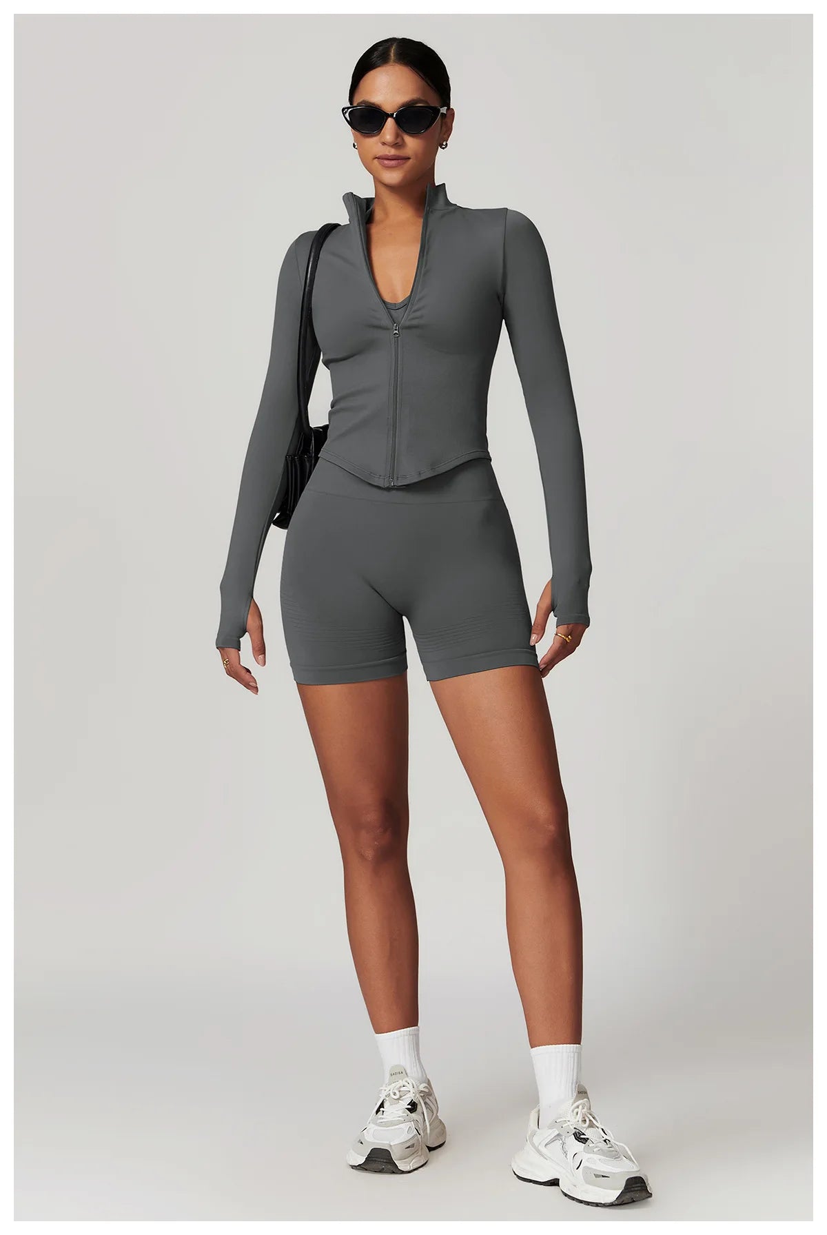 Zipper Women Crop Tops Yoga T-shirts Solid Sports Top Long Sleeve Running Shirts Sexy Quick Dry Fitness Jacket Gym Sport Wear
