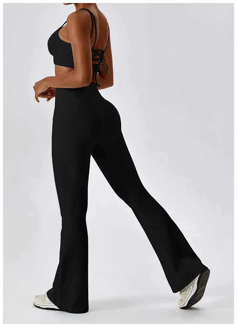 Flare Leggings Yoga Pants Women High Waist Wide Leg Pants Women Gym Workout Fitness Sports Flared Pant Latin Dance Trousers