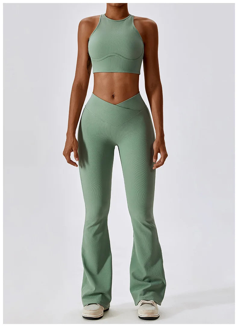 Flare Leggings Yoga Pants Women High Waist Wide Leg Pants Women Gym Workout Fitness Sports Flared Pant Latin Dance Trousers