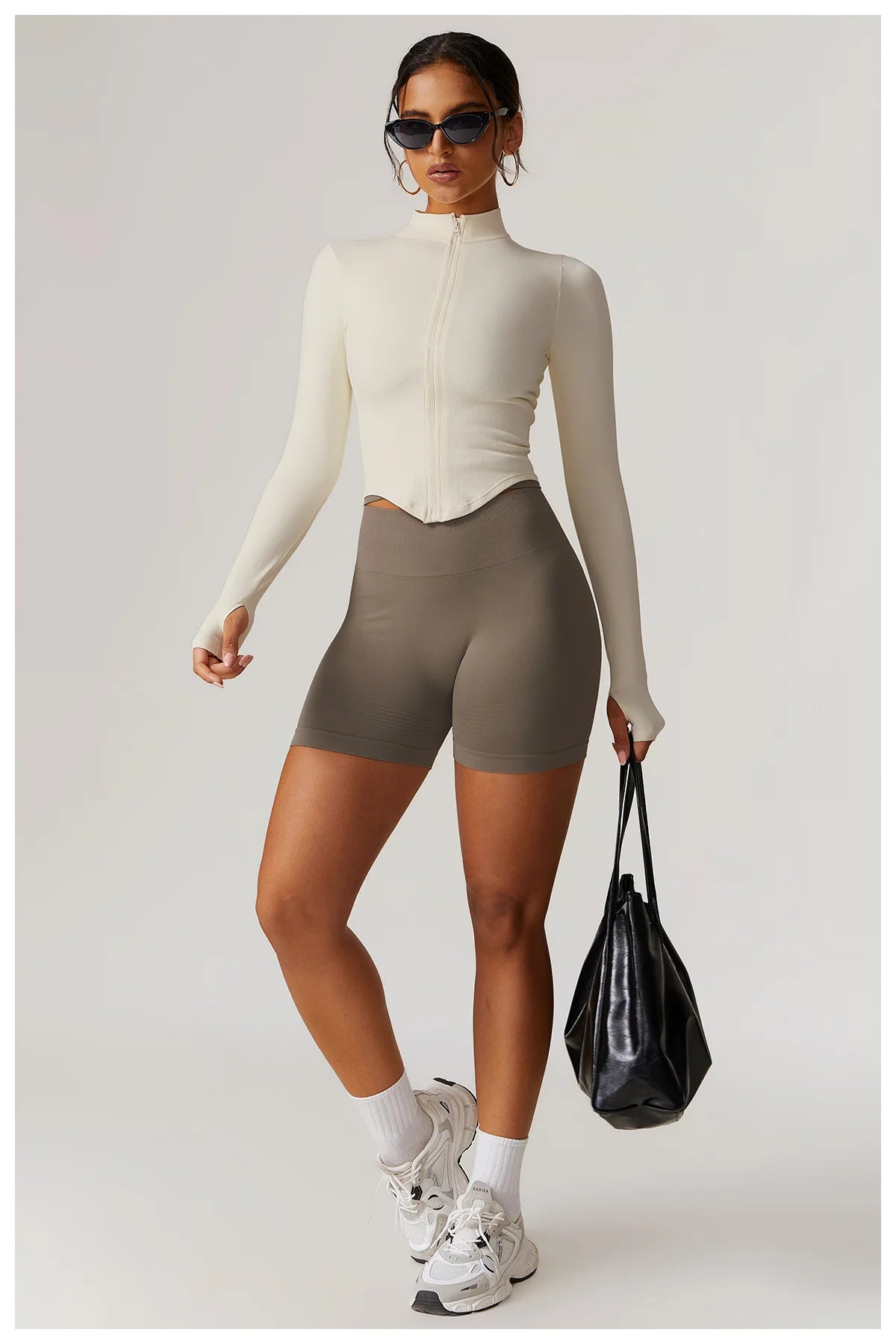 Zipper Women Crop Tops Yoga T-shirts Solid Sports Top Long Sleeve Running Shirts Sexy Quick Dry Fitness Jacket Gym Sport Wear