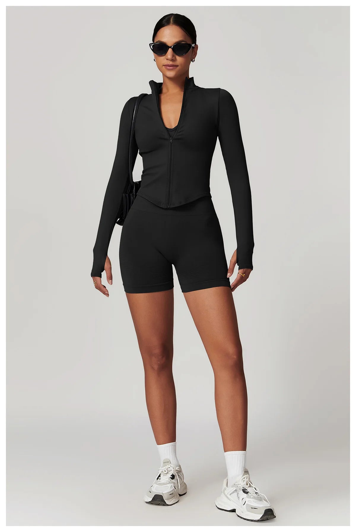 Zipper Women Crop Tops Yoga T-shirts Solid Sports Top Long Sleeve Running Shirts Sexy Quick Dry Fitness Jacket Gym Sport Wear