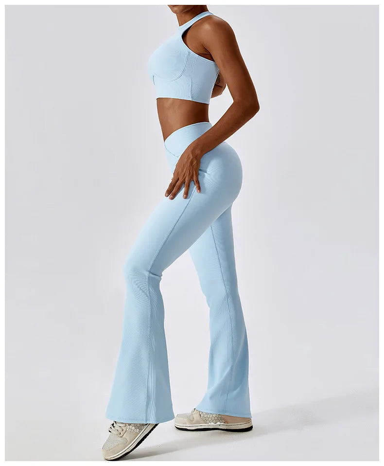 Flare Leggings Yoga Pants Women High Waist Wide Leg Pants Women Gym Workout Fitness Sports Flared Pant Latin Dance Trousers