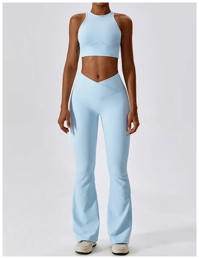 Flare Leggings Yoga Pants Women High Waist Wide Leg Pants Women Gym Workout Fitness Sports Flared Pant Latin Dance Trousers