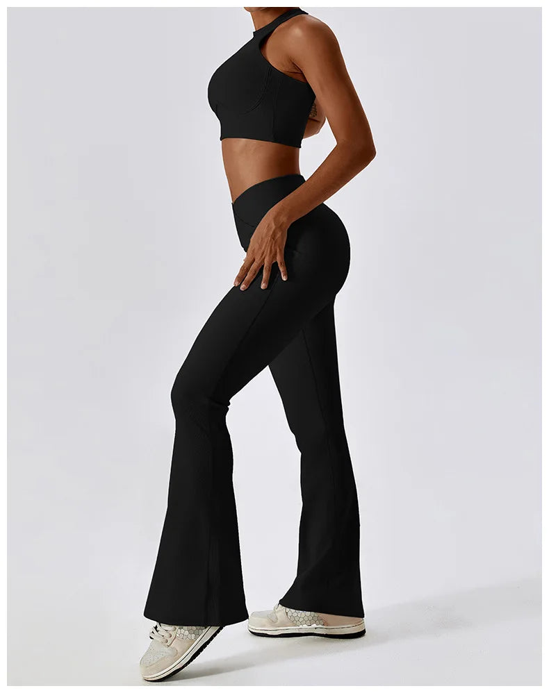 Flare Leggings Yoga Pants Women High Waist Wide Leg Pants Women Gym Workout Fitness Sports Flared Pant Latin Dance Trousers